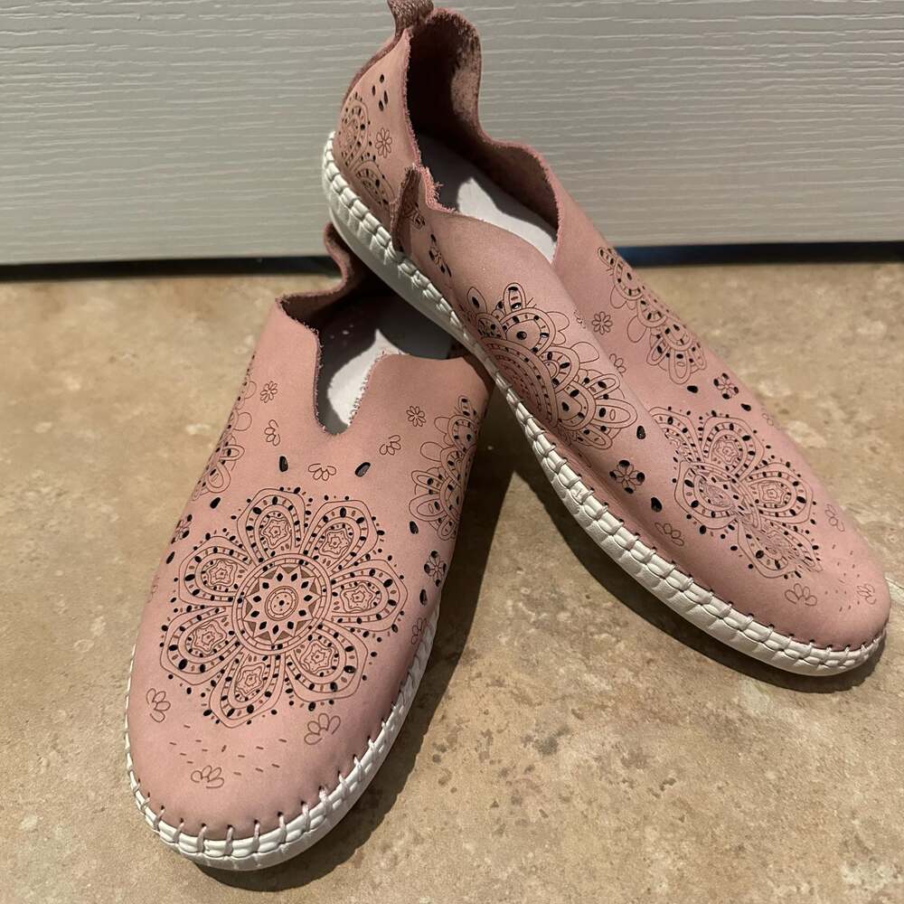 Bernie Mev TW09 Pink Laser Cut Slip-On Shoes Size 38